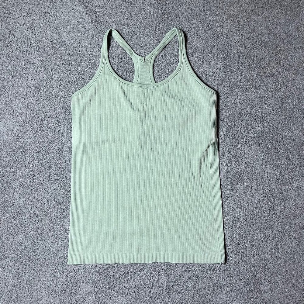 Lululemon Ebb to Street Green Tank Top II Racerback Ribbed Yoga Gym Women's 12